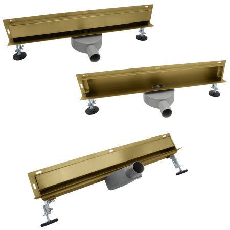 Odpływ liniowy ŚCIENNY ZŁOTY OBROTOWY 360° - 120 cm